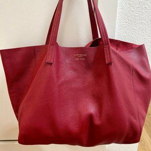 Kurt Geiger Violet Horizontal Leather Tote in Red